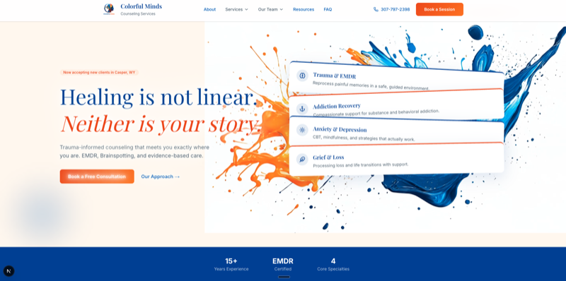 Colorful Minds Counseling website